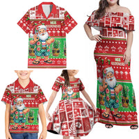 Mele Kalikimaka Hawaii Christmas Family Matching Off Shoulder Maxi Dress and Hawaiian Shirt Funny Santa 67 Gen Alpha Slang LT05 - Polynesian Pride