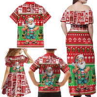 Mele Kalikimaka Hawaii Christmas Family Matching Off Shoulder Maxi Dress and Hawaiian Shirt Funny Santa 67 Gen Alpha Slang - Polynesian Pride