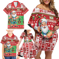 Mele Kalikimaka Hawaii Christmas Family Matching Off Shoulder Short Dress and Hawaiian Shirt Funny Santa 67 Gen Alpha Slang LT05 - Polynesian Pride