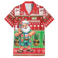 Mele Kalikimaka Hawaii Christmas Family Matching Off Shoulder Short Dress and Hawaiian Shirt Funny Santa 67 Gen Alpha Slang LT05 Dad's Shirt - Short Sleeve Red - Polynesian Pride