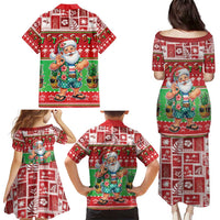 Mele Kalikimaka Hawaii Christmas Family Matching Puletasi and Hawaiian Shirt Funny Santa 67 Gen Alpha Slang - Polynesian Pride