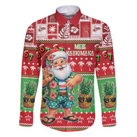 Mele Kalikimaka Hawaii Christmas Family Matching Puletasi and Hawaiian Shirt Funny Santa 67 Gen Alpha Slang LT05 Dad's Shirt - Long Sleeve Red - Polynesian Pride