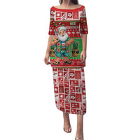 Mele Kalikimaka Hawaii Christmas Family Matching Puletasi and Hawaiian Shirt Funny Santa 67 Gen Alpha Slang LT05 Mom's Dress Red - Polynesian Pride