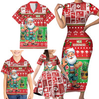 Mele Kalikimaka Hawaii Christmas Family Matching Short Sleeve Bodycon Dress and Hawaiian Shirt Funny Santa 67 Gen Alpha Slang LT05 - Polynesian Pride