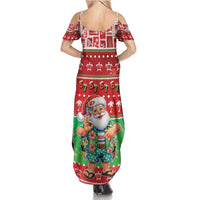 Mele Kalikimaka Hawaii Christmas Family Matching Summer Maxi Dress and Hawaiian Shirt Funny Santa 67 Gen Alpha Slang - Polynesian Pride