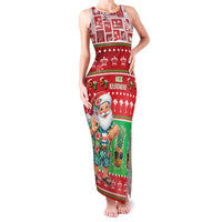 Mele Kalikimaka Hawaii Christmas Family Matching Tank Maxi Dress and Hawaiian Shirt Funny Santa 67 Gen Alpha Slang LT05 Mom's Dress Red - Polynesian Pride
