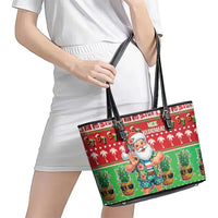 Mele Kalikimaka Hawaii Christmas Leather Tote Bag Funny Santa 67 Gen Alpha Slang - Polynesian Pride