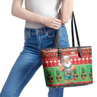 Mele Kalikimaka Hawaii Christmas Leather Tote Bag Funny Santa 67 Gen Alpha Slang - Polynesian Pride