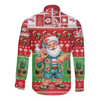 Mele Kalikimaka Hawaii Christmas Long Sleeve Button Shirt Funny Santa 67 Gen Alpha Slang - Polynesian Pride