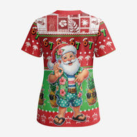 Mele Kalikimaka Hawaii Christmas Scrub Top Funny Santa 67 Gen Alpha Slang - Polynesian Pride