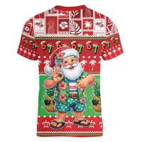 Mele Kalikimaka Hawaii Christmas Women V-Neck T-Shirt Funny Santa 67 Gen Alpha Slang - Polynesian Pride