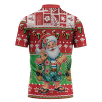 Mele Kalikimaka Hawaii Christmas Zipper Polo Shirt Funny Santa 67 Gen Alpha Slang - Polynesian Pride