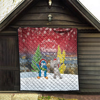 Christmas In July Quilt Funny Dabbing Dance Koala And Blue Penguins