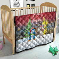 Christmas In July Quilt Funny Dabbing Dance Koala And Blue Penguins