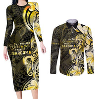 Sarcoma Awareness Couples Matching Long Sleeve Bodycon Dress and Long Sleeve Button Shirt You Are Stronger Than Sarcoma