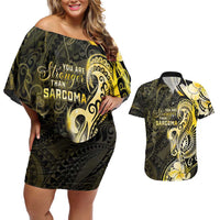 Sarcoma Awareness Couples Matching Off Shoulder Short Dress and Hawaiian Shirt You Are Stronger Than Sarcoma