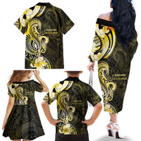 Sarcoma Awareness Family Matching Off The Shoulder Long Sleeve Dress and Hawaiian Shirt You Are Stronger Than Sarcoma