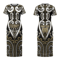 Custom Aotearoa Waikato Tainui Couples Matching Short Sleeve Bodycon Dress and Hawaiian Shirt Maori Tribal Pattern LT05 - Polynesian Pride