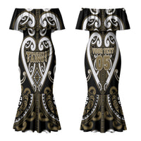 Custom Aotearoa Waikato Tainui Family Matching Mermaid Dress and Hawaiian Shirt Maori Tribal Pattern LT05 Mom's Dress Dark Yellow - Polynesian Pride