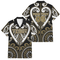 Custom Aotearoa Waikato Tainui Family Matching Off Shoulder Maxi Dress and Hawaiian Shirt Maori Tribal Pattern LT05 Dad's Shirt - Short Sleeve Dark Yellow - Polynesian Pride