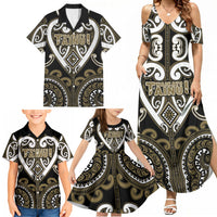 Custom Aotearoa Waikato Tainui Family Matching Summer Maxi Dress and Hawaiian Shirt Maori Tribal Pattern