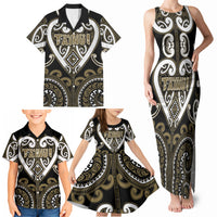 Custom Aotearoa Waikato Tainui Family Matching Tank Maxi Dress and Hawaiian Shirt Maori Tribal Pattern