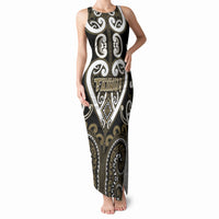Custom Aotearoa Waikato Tainui Tank Maxi Dress Maori Tribal Pattern LT05 Women Dark Yellow - Polynesian Pride