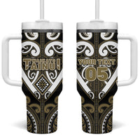 Custom Aotearoa Waikato Tainui Tumbler With Handle Maori Tribal Pattern