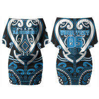 Custom Aotearoa Ngati Kahungunu Couples Matching Off Shoulder Short Dress and Hawaiian Shirt Maori Tribal Pattern