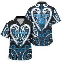 Custom Aotearoa Ngati Kahungunu Family Matching Long Sleeve Bodycon Dress and Hawaiian Shirt Maori Tribal Pattern LT05 Son's Shirt Blue - Polynesian Pride