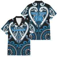 Custom Aotearoa Ngati Kahungunu Family Matching Off The Shoulder Long Sleeve Dress and Hawaiian Shirt Maori Tribal Pattern LT05 Dad's Shirt - Short Sleeve Blue - Polynesian Pride