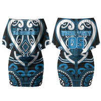 Custom Aotearoa Ngati Kahungunu Family Matching Off Shoulder Short Dress and Hawaiian Shirt Maori Tribal Pattern
