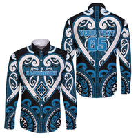 Custom Aotearoa Ngati Kahungunu Family Matching Short Sleeve Bodycon Dress and Hawaiian Shirt Maori Tribal Pattern LT05 Dad's Shirt - Long Sleeve Blue - Polynesian Pride