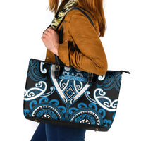 Aotearoa Ngati Kahungunu Leather Tote Bag Maori Tribal Pattern