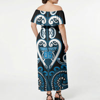 Custom Aotearoa Ngati Kahungunu Off Shoulder Maxi Dress Maori Tribal Pattern LT05 - Polynesian Pride