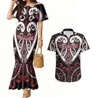 Custom Aotearoa Te Arawa Couples Matching Mermaid Dress and Hawaiian Shirt Maori Tribal Pattern