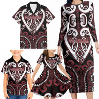 Custom Aotearoa Te Arawa Family Matching Long Sleeve Bodycon Dress and Hawaiian Shirt Maori Tribal Pattern LT05 - Polynesian Pride