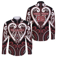 Custom Aotearoa Te Arawa Family Matching Long Sleeve Bodycon Dress and Hawaiian Shirt Maori Tribal Pattern LT05 Dad's Shirt - Long Sleeve Red - Polynesian Pride