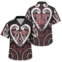Custom Aotearoa Te Arawa Family Matching Long Sleeve Bodycon Dress and Hawaiian Shirt Maori Tribal Pattern LT05 Son's Shirt Red - Polynesian Pride