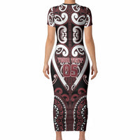 Custom Aotearoa Te Arawa Short Sleeve Bodycon Dress Maori Tribal Pattern LT05 - Polynesian Pride