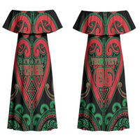 Custom Aotearoa Ngai Tuhoe Couples Matching Off Shoulder Maxi Dress and Hawaiian Shirt Maori Tribal Pattern