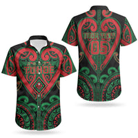 Custom Aotearoa Ngai Tuhoe Couples Matching Off The Shoulder Long Sleeve Dress and Hawaiian Shirt Maori Tribal Pattern