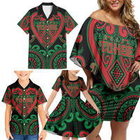 Custom Aotearoa Ngai Tuhoe Family Matching Off Shoulder Short Dress and Hawaiian Shirt Maori Tribal Pattern
