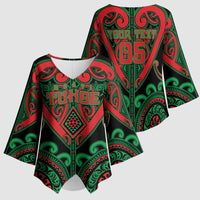 Custom Aotearoa Ngai Tuhoe Kimono Sleeve Blouse Maori Tribal Pattern
