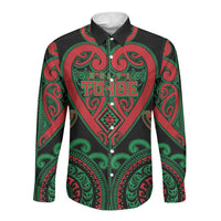 Custom Aotearoa Ngai Tuhoe Long Sleeve Button Shirt Maori Tribal Pattern LT05 Unisex Black - Polynesian Pride