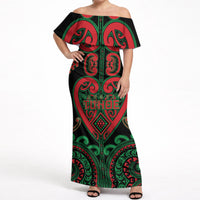 Custom Aotearoa Ngai Tuhoe Off Shoulder Maxi Dress Maori Tribal Pattern LT05 Women Black - Polynesian Pride