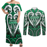 Custom Aotearoa Ngati Maniapoto Couples Matching Off Shoulder Maxi Dress and Long Sleeve Button Shirt Maori Tribal Pattern