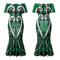 Custom Aotearoa Ngati Maniapoto Family Matching Mermaid Dress and Hawaiian Shirt Maori Tribal Pattern LT05 Mom's Dress Green - Polynesian Pride