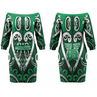 Custom Aotearoa Ngati Maniapoto Family Matching Off The Shoulder Long Sleeve Dress and Hawaiian Shirt Maori Tribal Pattern