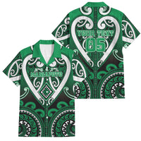 Custom Aotearoa Ngati Maniapoto Family Matching Puletasi and Hawaiian Shirt Maori Tribal Pattern LT05 Dad's Shirt - Short Sleeve Green - Polynesian Pride